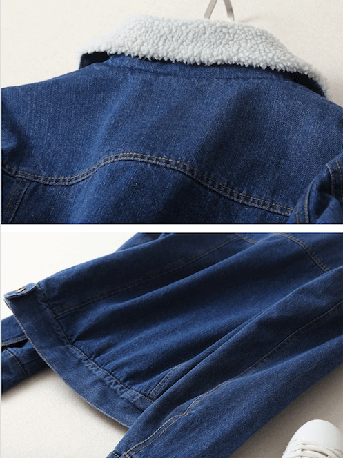 Women's Rustic Denim Jacket Lambs Wool Liner S M L XL