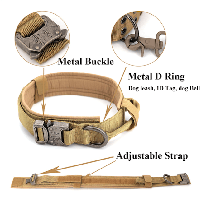 Adjustable Tactical Dog Collar Leash Training Handle