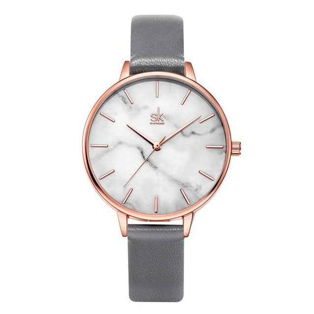 Watches for Women Stainless Steel Leather Quartz Marble Surface