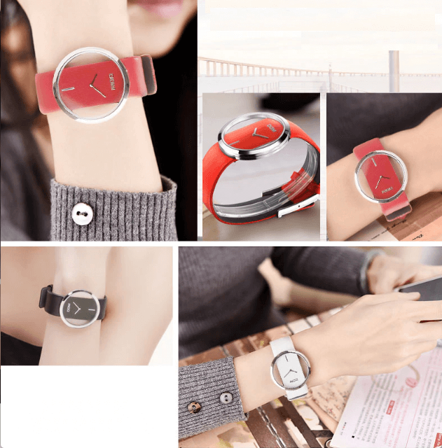 Watches for Women Transparent Leather Color Stripes