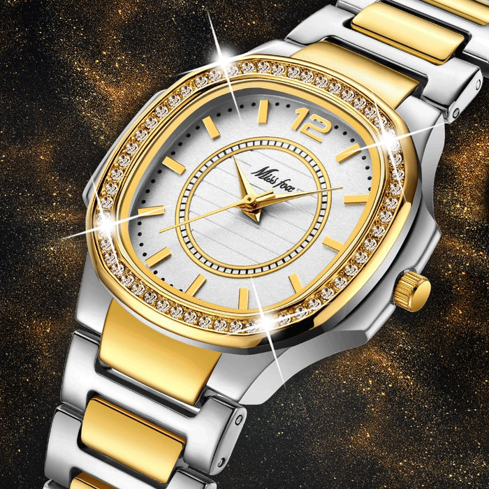 Watches for Women Swiss Luxury Silver Gold Diamond Inlay