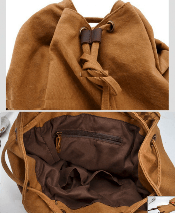 20-35L Outdoor Canvas Vintage Leather Strap Backpack