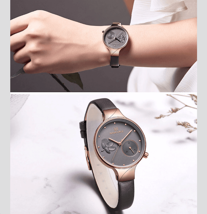 Watches For Women Naviforce Luxury Quartz Leather Band