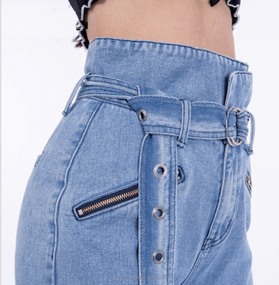 Denim Jeans for Women Slim High Waist and Tassel Belt