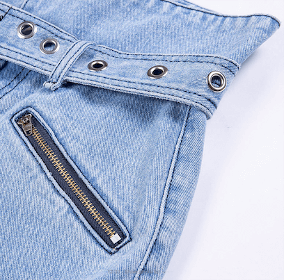 Denim Jeans for Women Slim High Waist and Tassel Belt