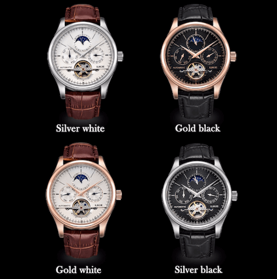 Watches for Men Retro Automatic Tourbillon Clock Genuine Leather