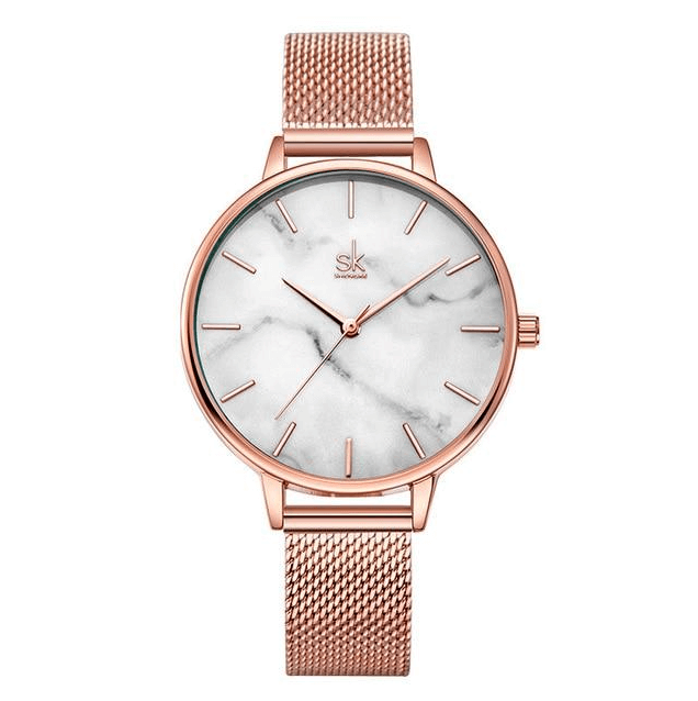 Watches for Women Stainless Steel Leather Quartz Marble Surface