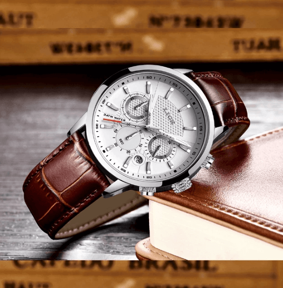 Mens Watches Luxury Brand Waterproof Quartz Steel or Leather Band...