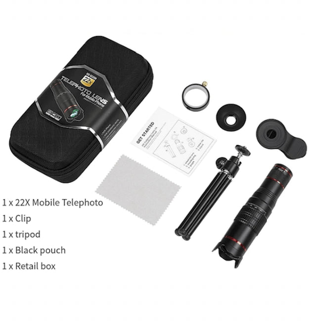 Smart Phone 4K 22x 36x Remote Telephoto Camera Lens
