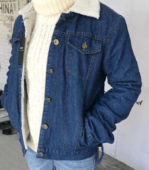 Women's Rustic Denim Jacket Lambs Wool Liner S M L XL